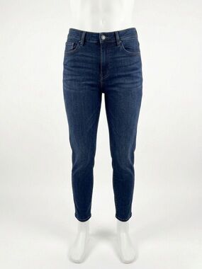 Good American Soft Tech Good Legs Crop High-Rise Slim Jeans - Dark Blue Size 8